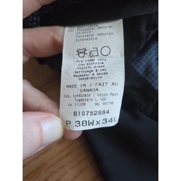 Lauren Ralph Lauren Mens Solid Black Wool Blend Dress Pants Size 38x34 - Picture 5 of 7